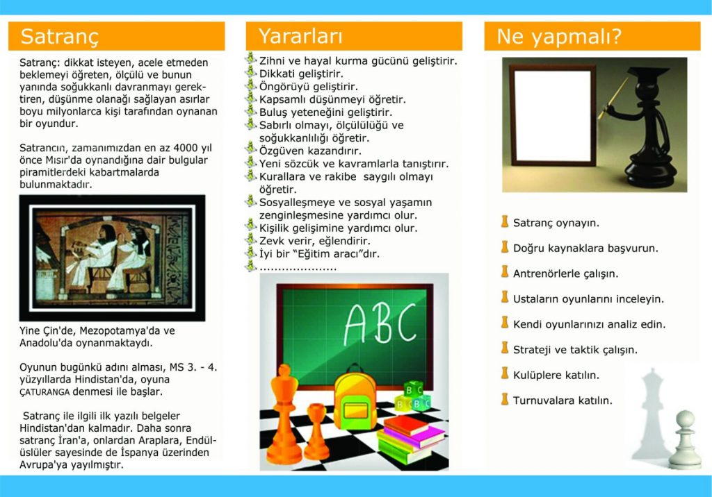 Burdurspor Satranç Eğitim Merkezi broşürü